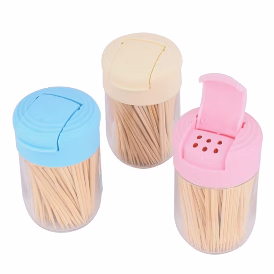 Palito de bambu descartável de boa qualidade personalizado em tubo de plástico