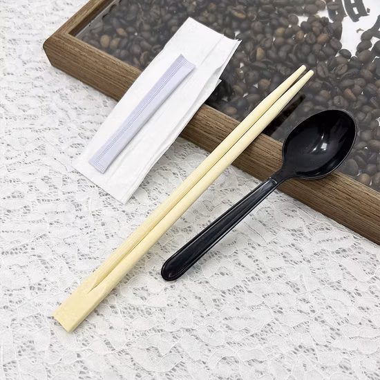 Conjunto de pauzinhos descartáveis de papel kraft, colher, palitos de papel de tecido, atacado personalizado