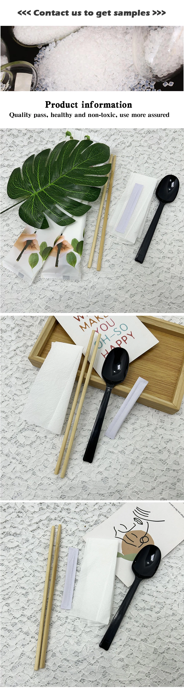 Disposable Plastic Film Chopsticks Set Spoon Tissue Paper Toothpicks Wholesale Custom